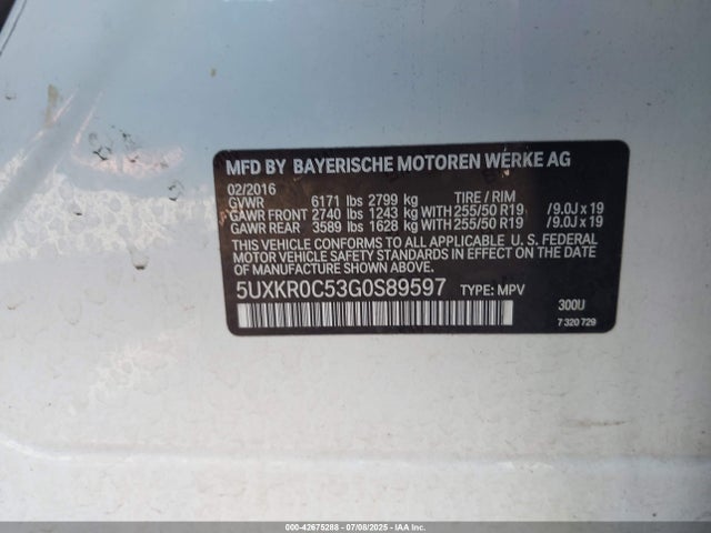 5UXKR0C53G0S89597 BMW X5