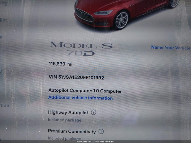2015 TESLA MODEL S 5YJSA1E20FF101992 Photo 6