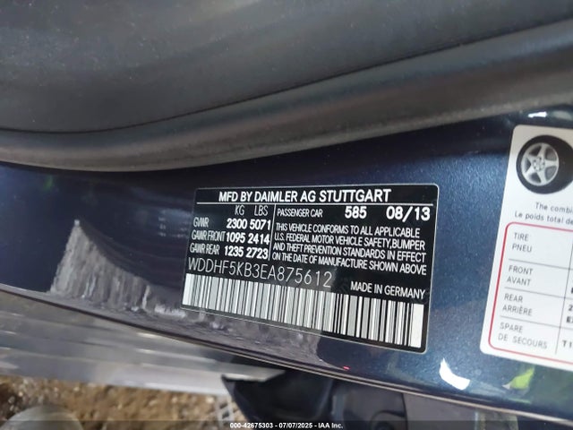 2014 Mercedes-benz E 350 მანქანა იყიდება აუქციონზე, vin: WDDHF5KB3EA875612, აუქციონის ნომერი: 42675303