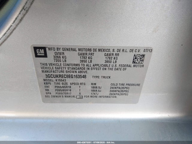 3GCUKREC8EG163548 Chevrolet l83 - vvt, afm (active fuel management), aluminum