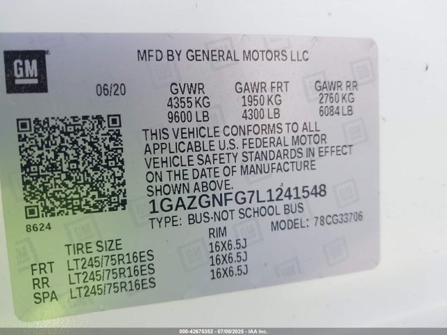 Chevrolet l96 - engine flexible fuel, iron 2020 1GAZGNFG7L1241548 Image 9