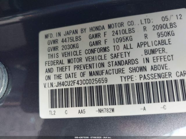 2012 ACURA TSX JH4CU2F43CC025659 Photo 8