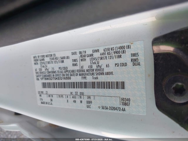 1FT8W3DT5KEG16550 Ford 2019