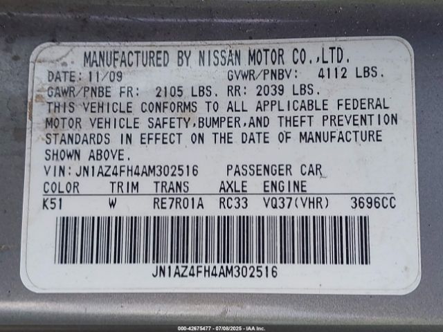 2010 NISSAN 370Z JN1AZ4FH4AM302516 Photo 8