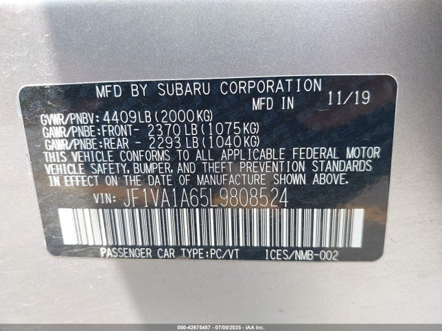 Subaru dib 2020 JF1VA1A65L9808524 Image 9