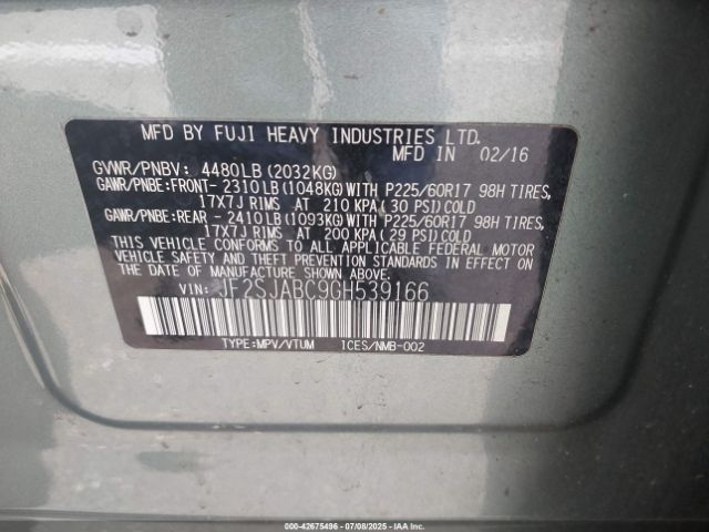 2016 SUBARU FORESTER JF2SJABC9GH539166 Photo 8