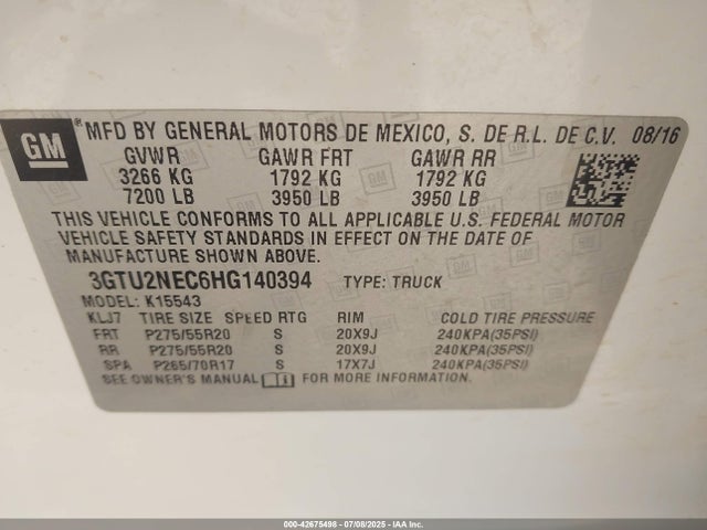 3GTU2NEC6HG140394 GMC l83 -spark ignited direct injection, variable valve timing, afm, e85 max, alum