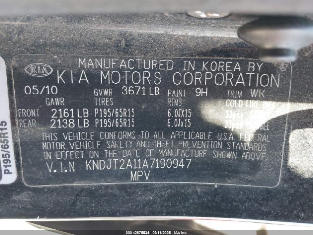 2010 KIA SOUL KNDJT2A11A7190947 Photo 8