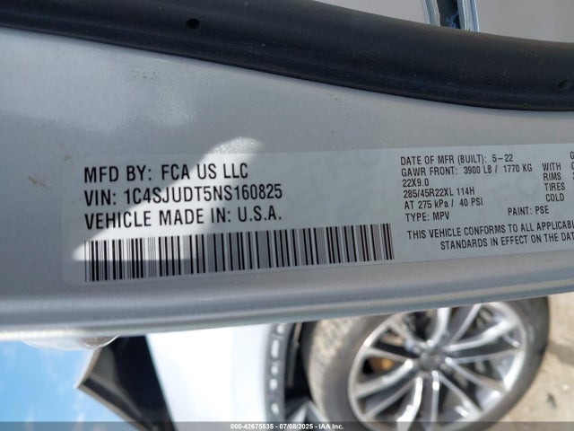 1C4SJUDT5NS160825 Jeep 2022