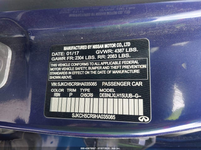 SJKCH5CR9HA035085 Infiniti m27020