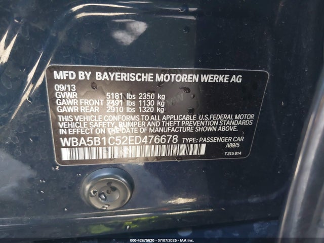 BMW 535i 2014 WBA5B1C52ED476678 Image 9