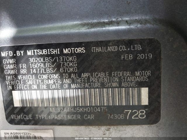 2019 MITSUBISHI MIRAGE ML32A4HJ5KH010475 Photo 8