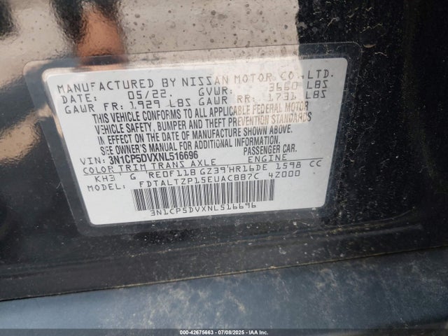 3N1CP5DVXNL516696 Nissan Kicks