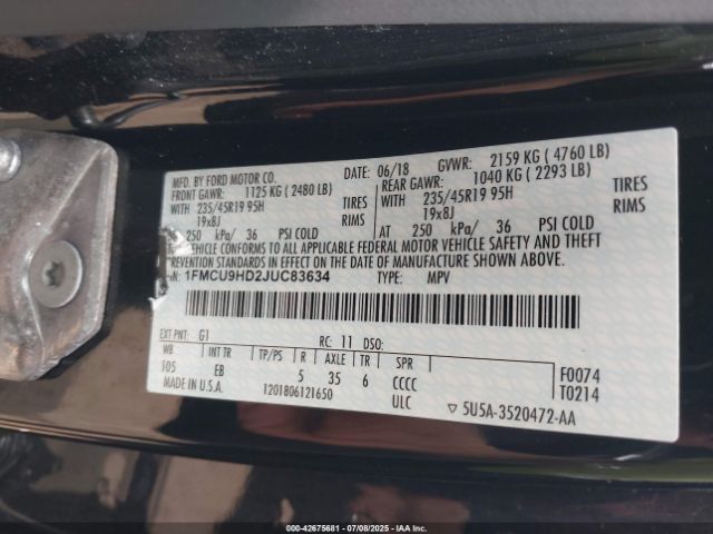 2018 FORD ESCAPE 1FMCU9HD2JUC83634 Photo 8