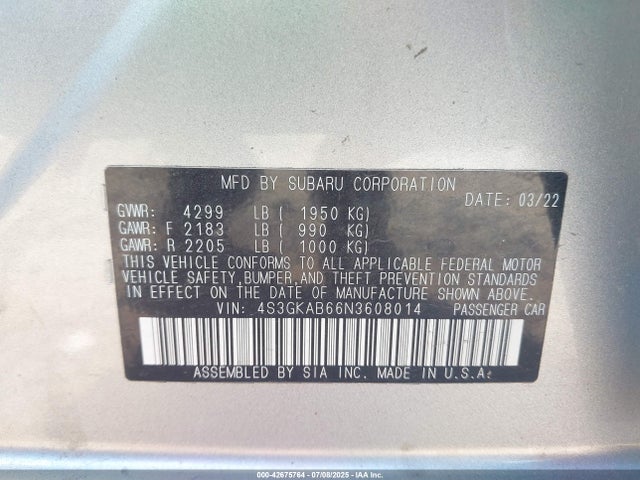 4S3GKAB66N3608014 Subaru na