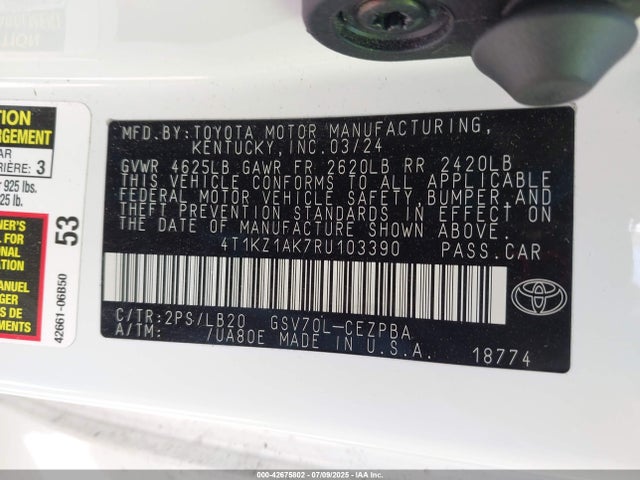 4T1KZ1AK7RU103390 Toyota 2gr-fks