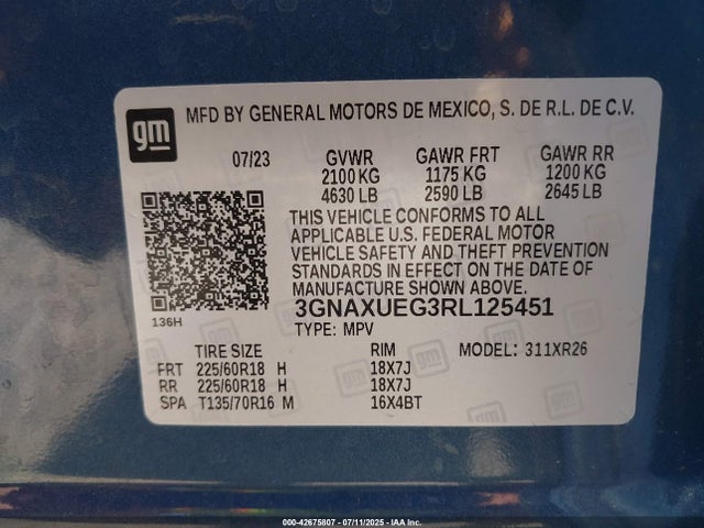 3GNAXUEG3RL125451 Chevrolet lsd