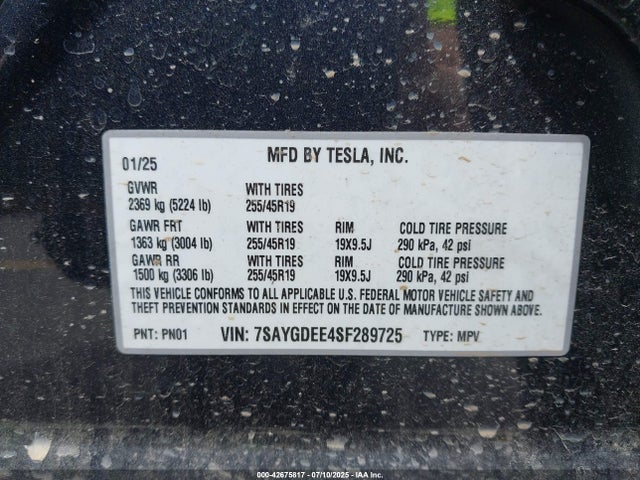 2025 TESLA MODEL Y 7SAYGDEE4SF289725 Photo 8