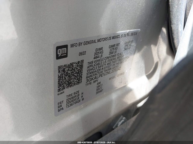 42675859 :رقم المزاد ، 3GKALPEV2NL229142 vin ، 2022 Gmc Terrain Fwd Slt مزاد بيع