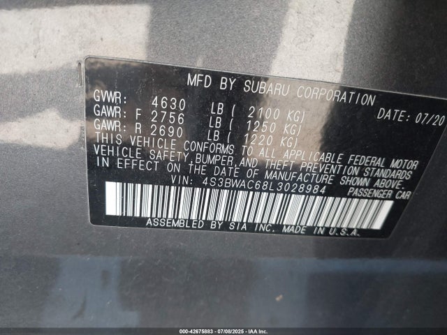 4S3BWAC68L3028984 Subaru u5