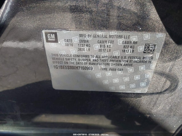 Chevrolet le2 -di: direct injection, vvt: variable valve timing, gen, alum 2017 1G1BE5SMXH7160969 Image 9