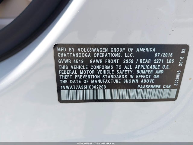 1VWAT7A35HC002203 Volkswagen 1.8 tsi