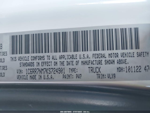 1C6RR7NM7KS724901 RAM 2019