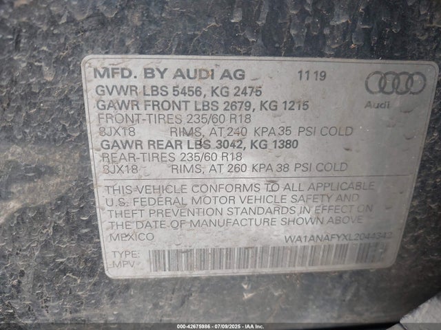 2020 AUDI Q5 WA1ANAFYXL2044342 Photo 8