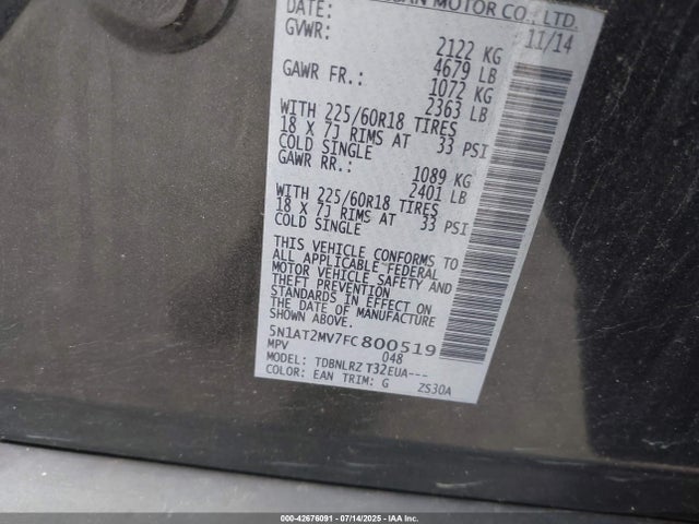 Nissan 2015 2015 5N1AT2MV7FC800519 Image 9