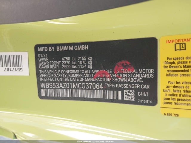 BMW M4 2021 WBS53AZ01MCG37064 Image 9