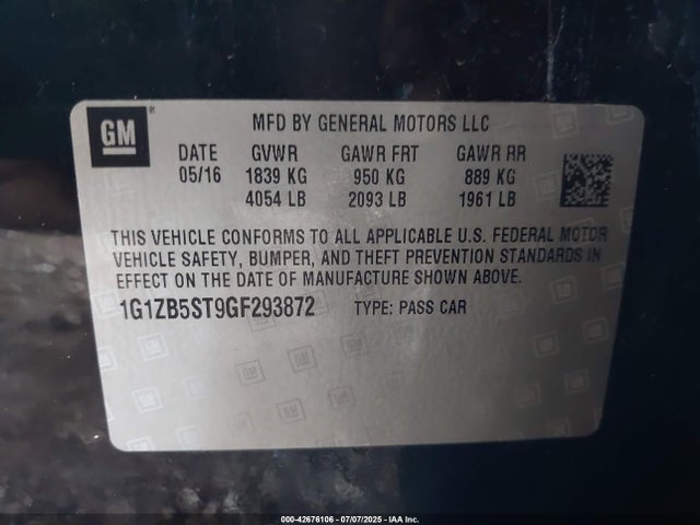 1G1ZB5ST9GF293872 Chevrolet lfv - di: direct injection, vvt, gen1 gmna