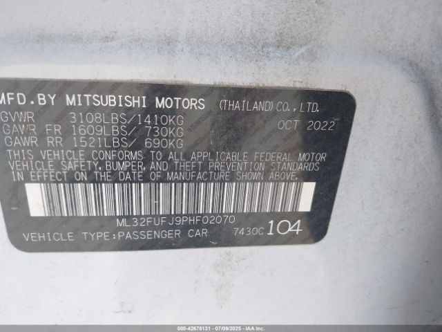 2023 MITSUBISHI MIRAGE G4 ML32FUFJ9PHF02070 Photo 8