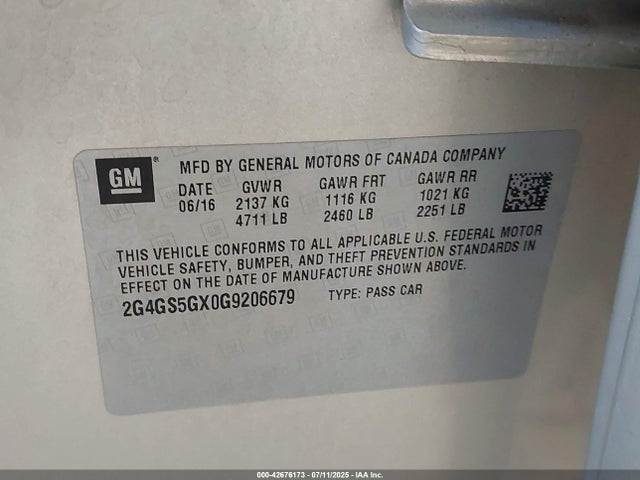 2G4GS5GX0G9206679 Buick ltg - sidi, alum, vvt, e85 max