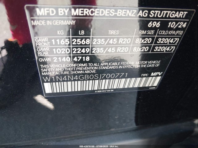 W1N4N4GB0SJ700771 Mercedes-Benz m260