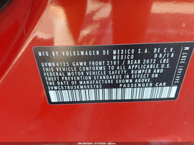 Volkswagen 1.4 tsi 2019 3VWC57BU3KM093763 Image 9