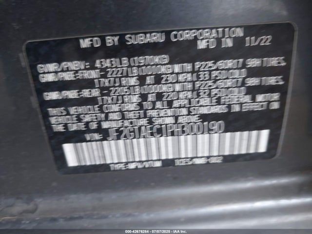 JF2GTAEC1PH300190 Subaru na