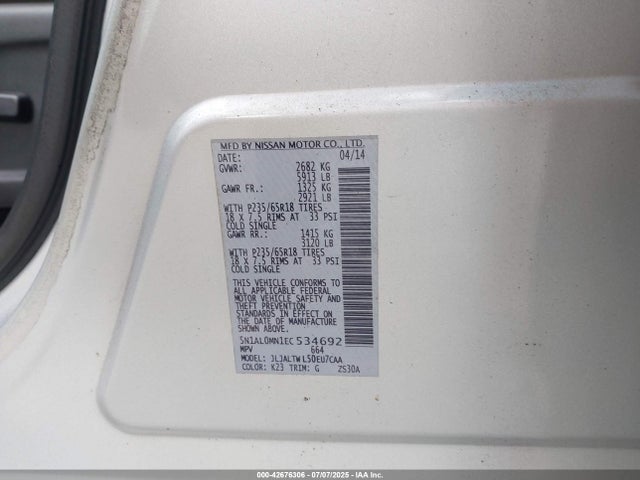 5N1AL0MN1EC534692 Infiniti QX60