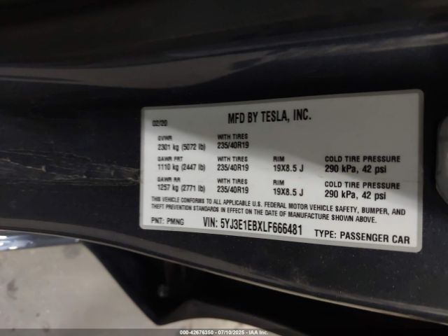 2020 TESLA MODEL 3 5YJ3E1EBXLF666481 Photo 8
