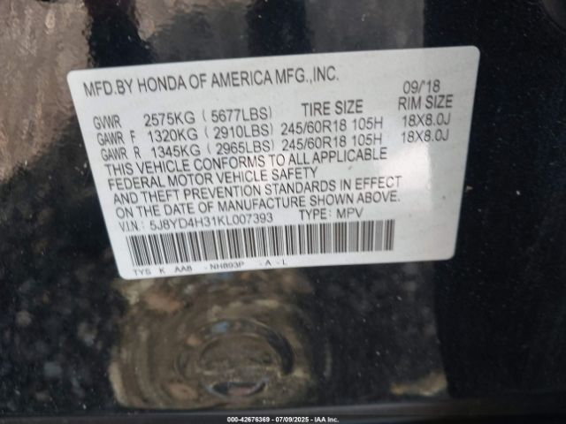 2019 ACURA MDX 5J8YD4H31KL007393 Photo 8