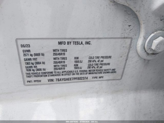 2023 TESLA MODEL Y 7SAYGAEE7PF802374 Photo 8
