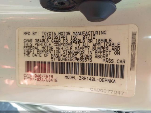 2012 TOYOTA COROLLA 5YFBU4EE5CP069575 Photo 8