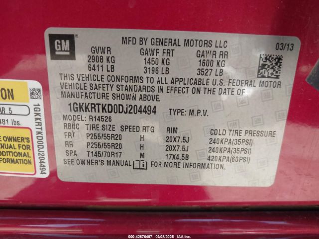 2013 GMC ACADIA 1GKKRTKD0DJ204494 Photo 8