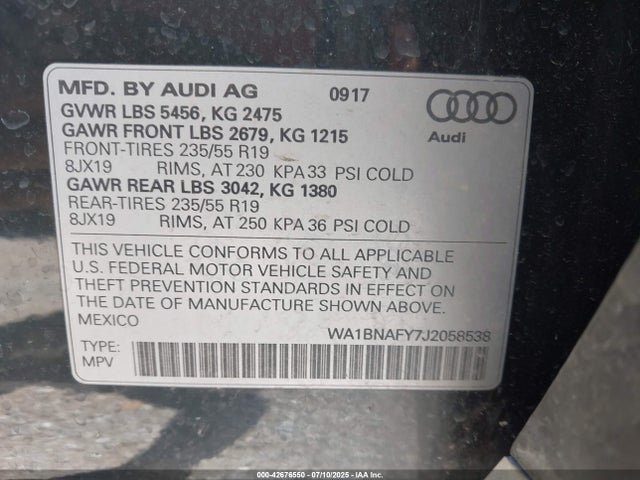 2018 AUDI Q5 WA1BNAFY7J2058538 Photo 8