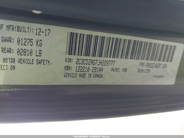 2C3CDZAG7JH229777 Dodge 2018