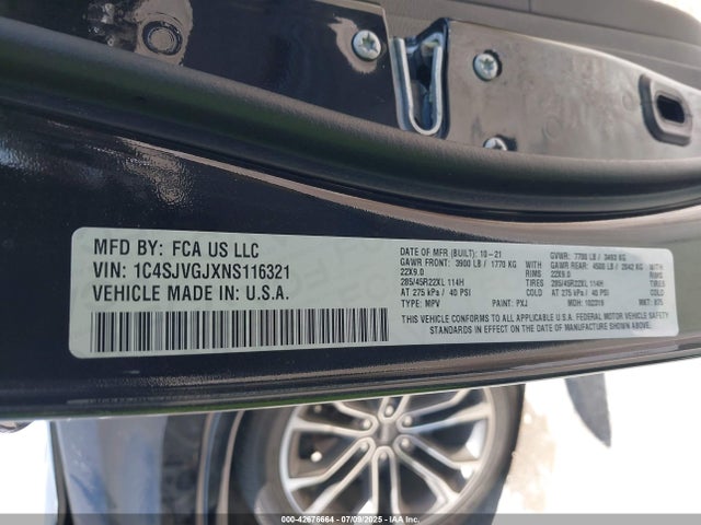 1C4SJVGJXNS116321 Jeep 2022
