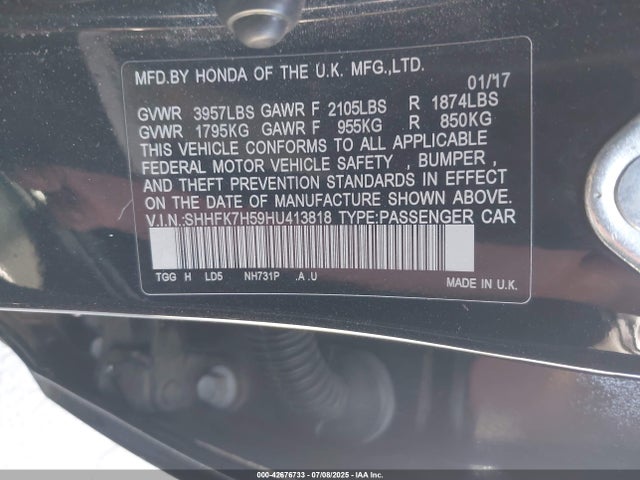 SHHFK7H59HU413818 Honda l15ba