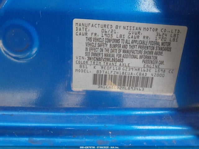 Nissan 2021 2021 3N1CN8EV2ML893463 Image 9