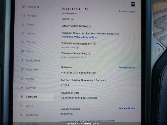 2020 TESLA MODEL X 5YJXCBE27LF261529 Photo 6