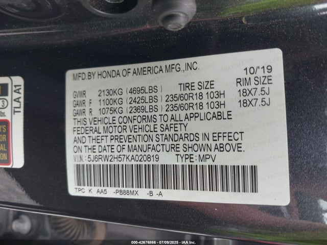 5J6RW2H57KA020819 Honda l15be