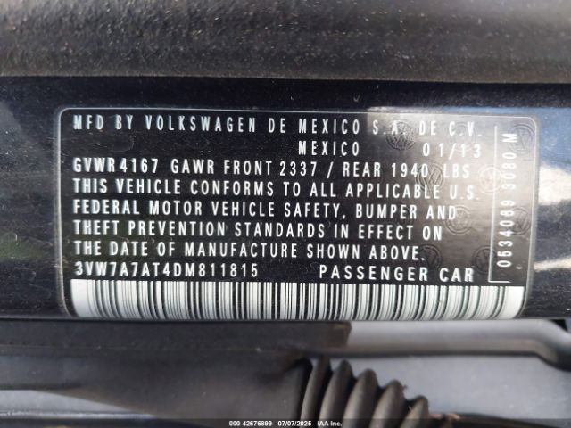 2013 VOLKSWAGEN BEETLE 3VW7A7AT4DM811815 Photo 8